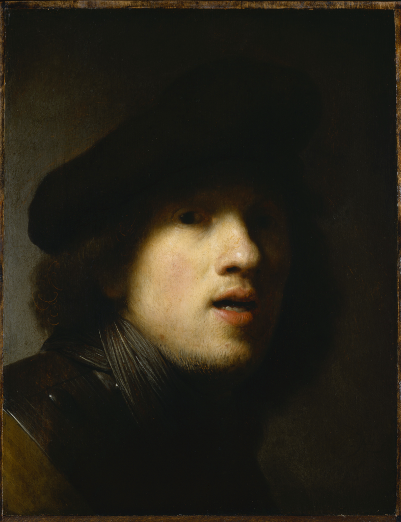 autoportrait du peintre rembrandt à la peinture à l'huile